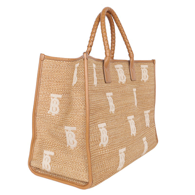 Monogram Raffia-effect Large Freya Tote