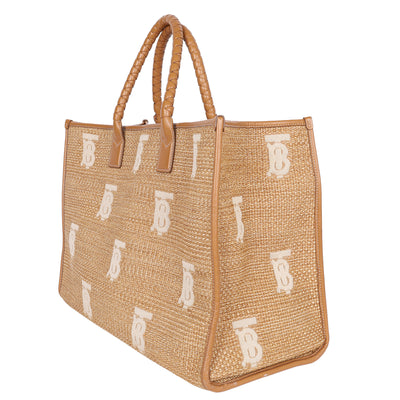 Monogram Raffia-effect Large Freya Tote