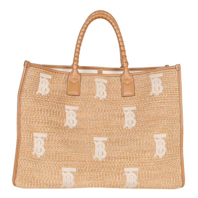 Monogram Raffia-effect Large Freya Tote
