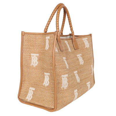 Monogram Raffia-effect Large Freya Tote