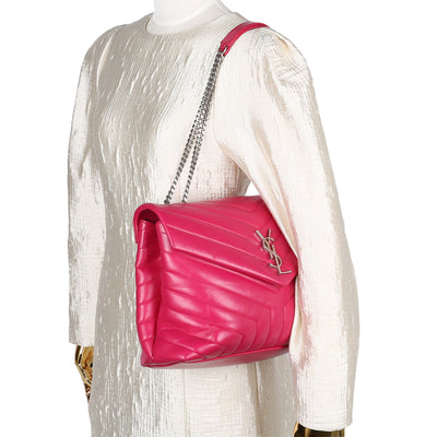 Calfskin Y Quilted Monogram Medium Loulou Chain Satchel