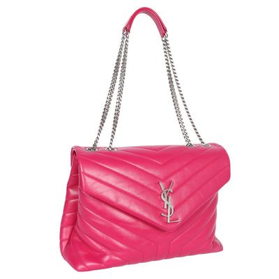 Calfskin Y Quilted Monogram Medium Loulou Chain Satchel