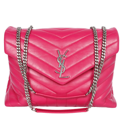 Calfskin Y Quilted Monogram Medium Loulou Chain Satchel