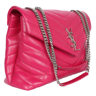 Calfskin Y Quilted Monogram Medium Loulou Chain Satchel