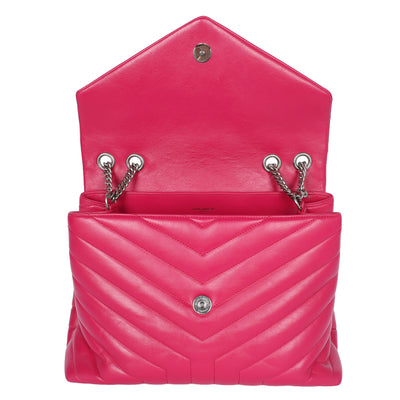 Calfskin Y Quilted Monogram Medium Loulou Chain Satchel