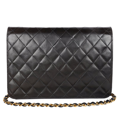 Matelasse Chain Shoulder Bag Lambskin Leather Black