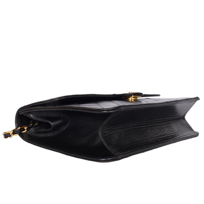 Matelasse Chain Shoulder Bag Lambskin Leather Black