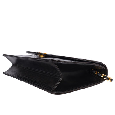 Matelasse Chain Shoulder Bag Lambskin Leather Black