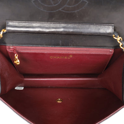 Matelasse Chain Shoulder Bag Lambskin Leather Black