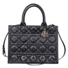 Calfskin Macro Cannage Medium Book Tote Black