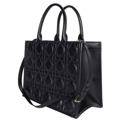 Calfskin Macro Cannage Medium Book Tote Black