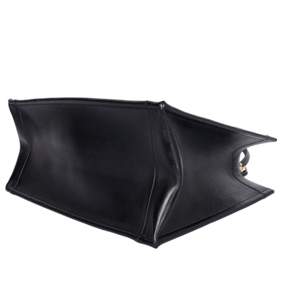 Calfskin Macro Cannage Medium Book Tote Black