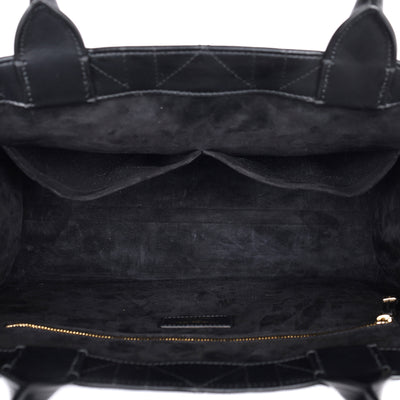 Calfskin Macro Cannage Medium Book Tote Black