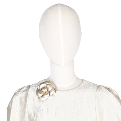 Leather Camellia Pin Brooch