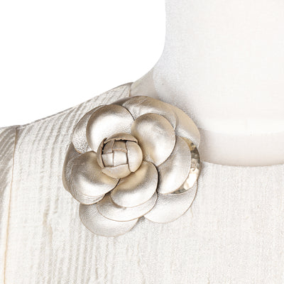 Leather Camellia Pin Brooch