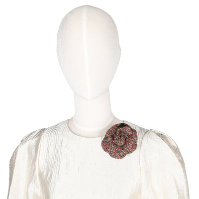Tweed Camellia Pin Brooch