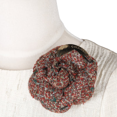 Tweed Camellia Pin Brooch