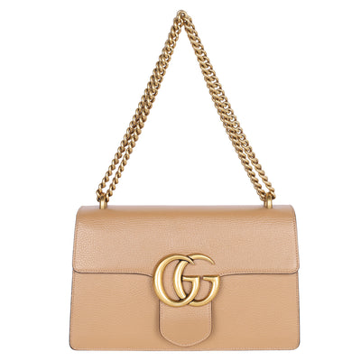 GG Marmont Medium Brown Leather Shoulder Bag