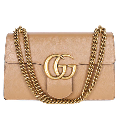 GG Marmont Medium Brown Leather Shoulder Bag