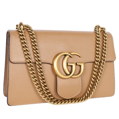 GG Marmont Medium Brown Leather Shoulder Bag