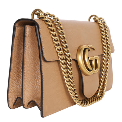 GG Marmont Medium Brown Leather Shoulder Bag