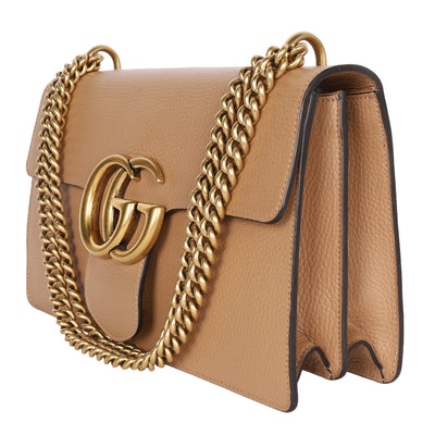 GG Marmont Medium Brown Leather Shoulder Bag