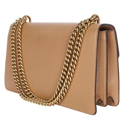 GG Marmont Medium Brown Leather Shoulder Bag