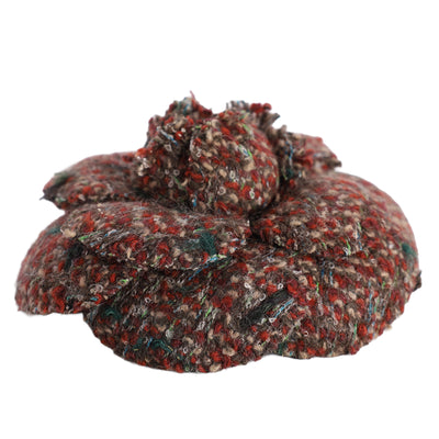 Tweed Camellia Pin Brooch