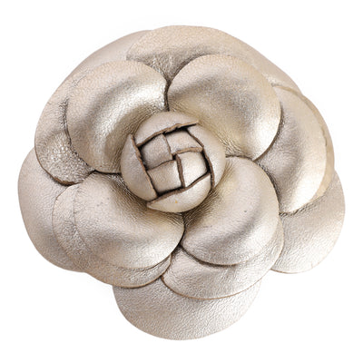 Leather Camellia Pin Brooch