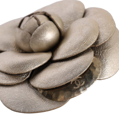 Leather Camellia Pin Brooch