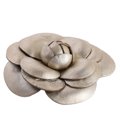 Leather Camellia Pin Brooch