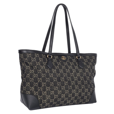 GG Jacquard Denim Ophidia Shopping Tote