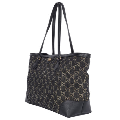 GG Jacquard Denim Ophidia Shopping Tote