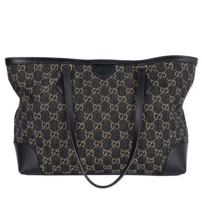 GG Jacquard Denim Ophidia Shopping Tote