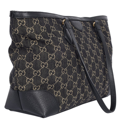 GG Jacquard Denim Ophidia Shopping Tote