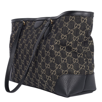 GG Jacquard Denim Ophidia Shopping Tote