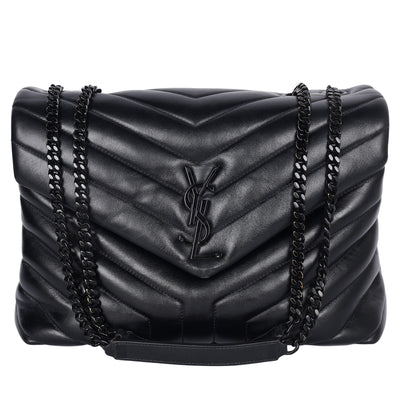 Calfskin Y Quilted Monogram Medium Loulou Chain Satchel