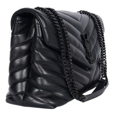 Calfskin Y Quilted Monogram Medium Loulou Chain Satchel