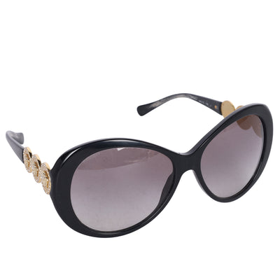 Versace Black Acetate 4256-B Medusa Embellished Gradient Oversized Sunglasses