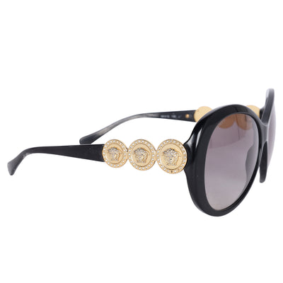 Versace Black Acetate 4256-B Medusa Embellished Gradient Oversized Sunglasses