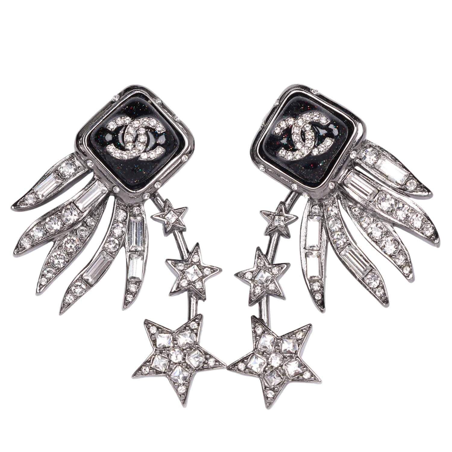 CC Logo Silver Rhinestone Star Pierced Earrings (Authentic Pre-Owned) – The  Lady Bag