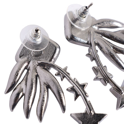 Logo Silver Rhinestone Star Pierced Earrings