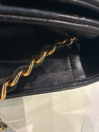 Lambskin Leather Single Flap Shoulder Bag Black