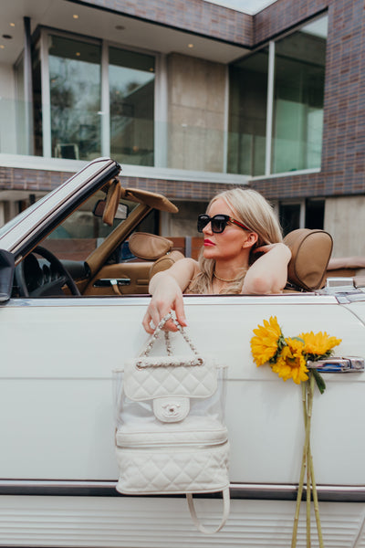 Zip Around Front Flap Backpack Quilted Leather