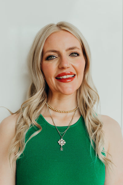 Rhinestone Silver Dangle Necklace (Authentic Pre-owned)