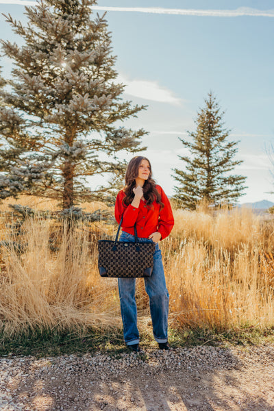 GG Jacquard Denim Ophidia Shopping Tote