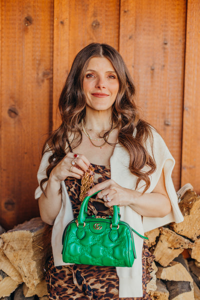 GG Marmont Chain Matelasse leather handbag Green