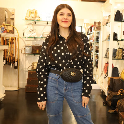 Matelasse GG Marmont Belt Bag 75 30 Black (Authentic Pre Loved)