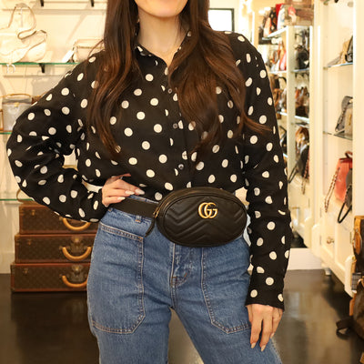 Matelasse GG Marmont Belt Bag 75 30 Black (Authentic Pre Loved)