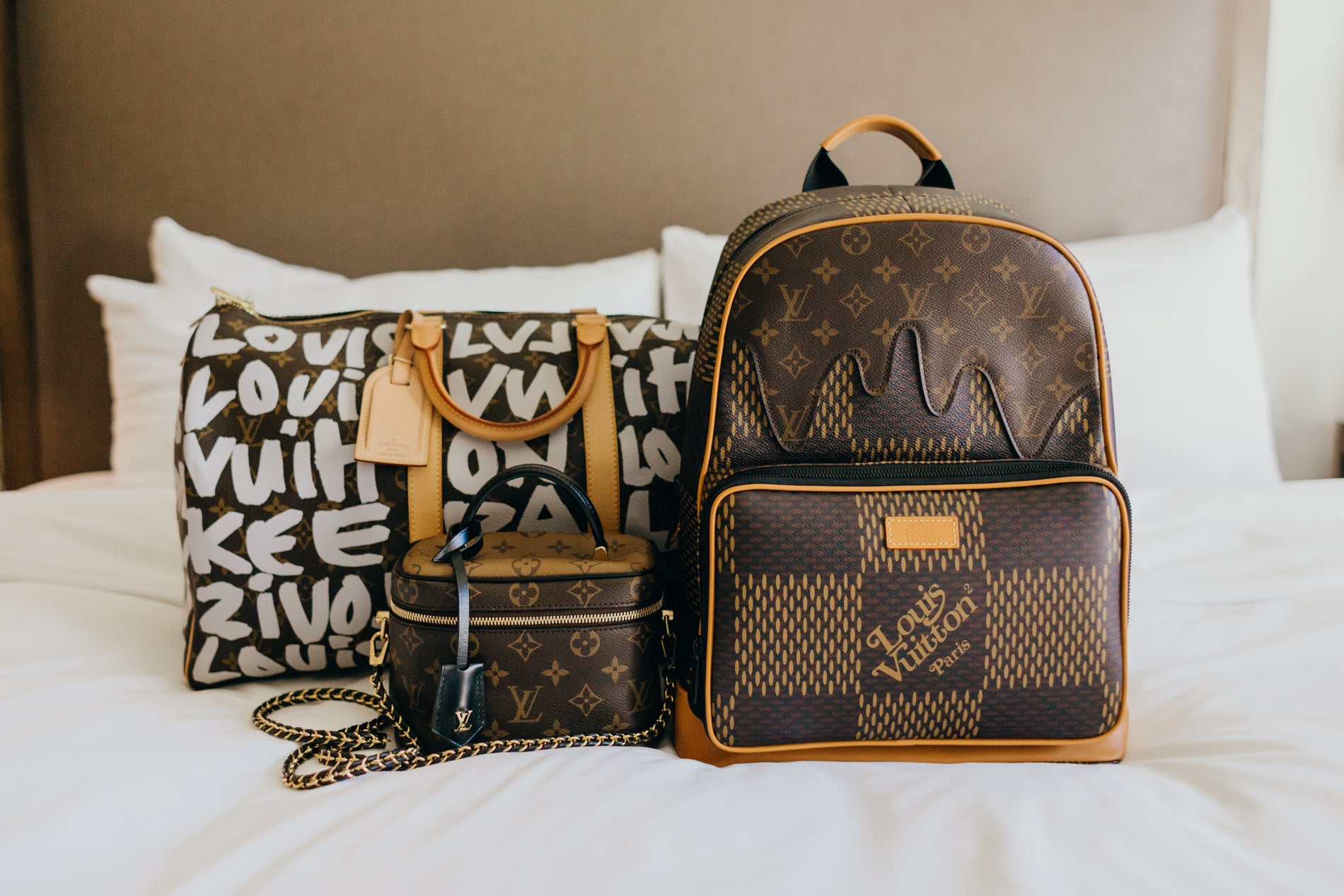 louis vuitton backpack map design LOUIS VUITTON Campus Backpack Brown Coated Canvas